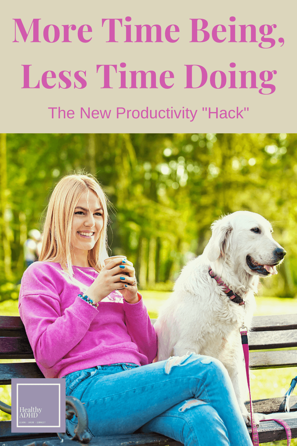 woman relaxing with dog